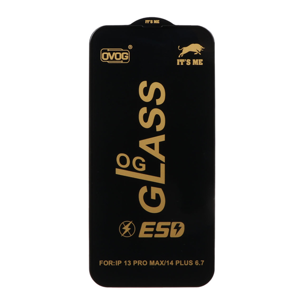 محافظ صفحه نمایش شیشه ای درجه یک Apple iphone 13 Pro Max / 14plus (max) - Full Cover OG - ESD OVOG (بدون پک) - مشکی