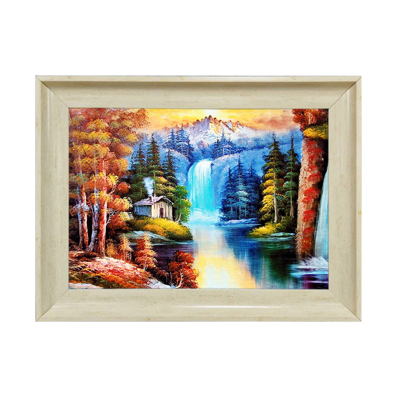 تابلو فرش چاپی طرح آبشار کد 10059 سایز 50×35 سانتی متری