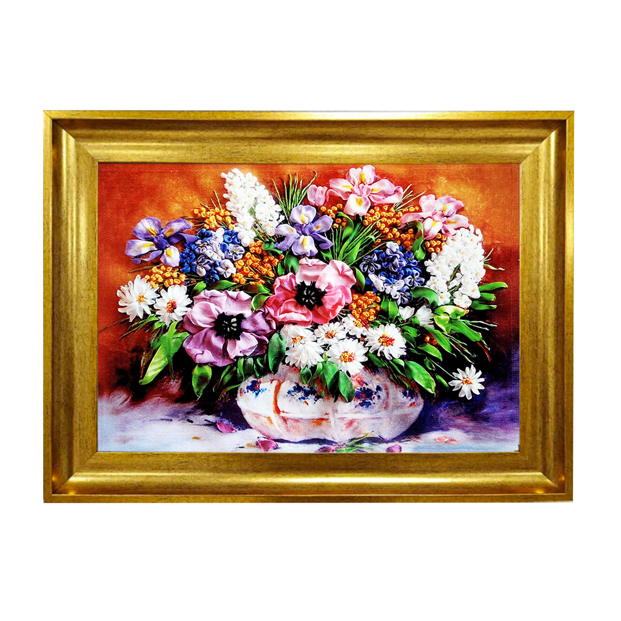 تابلو فرش چاپی طرح گل کد 12008 سایز 50×50 سانتی متری