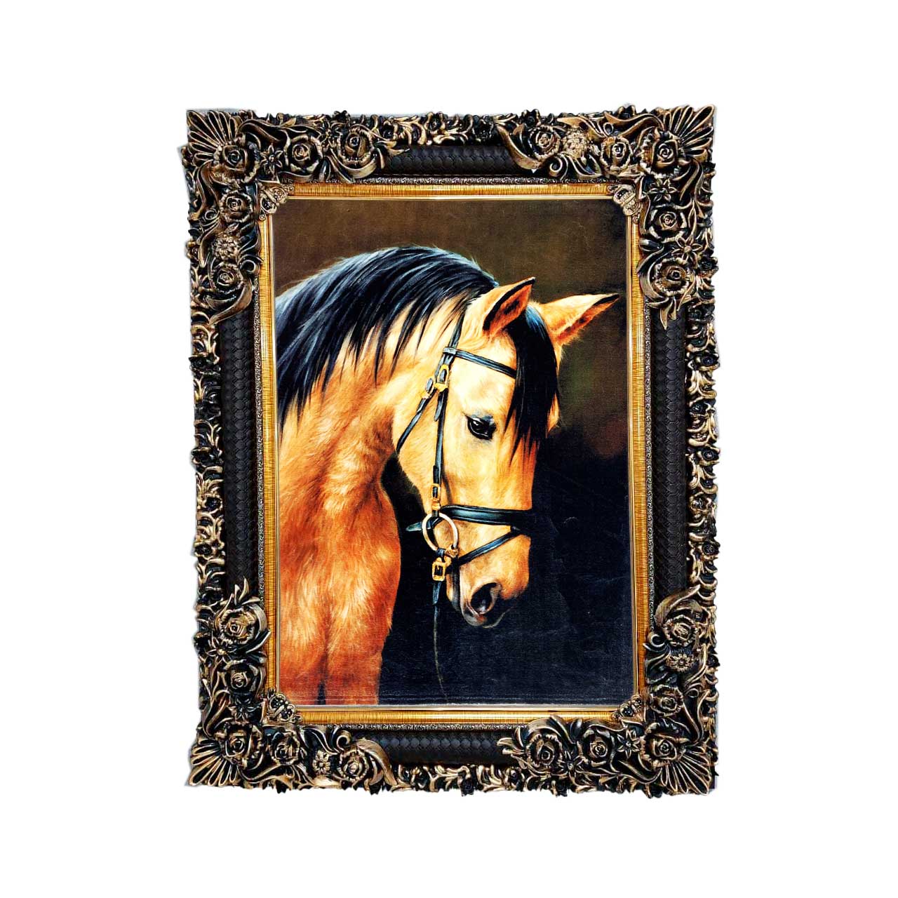 تابلو فرش چاپی طرح اسب کد 14300 سایز 50×35 سانتی متری