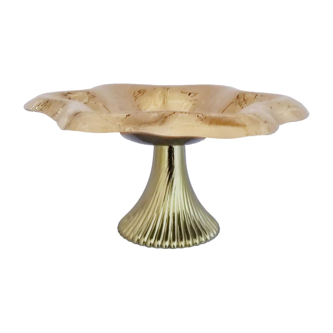 میوه خوری پایه دار مرمر طلایی طرح پروانه کد 039977