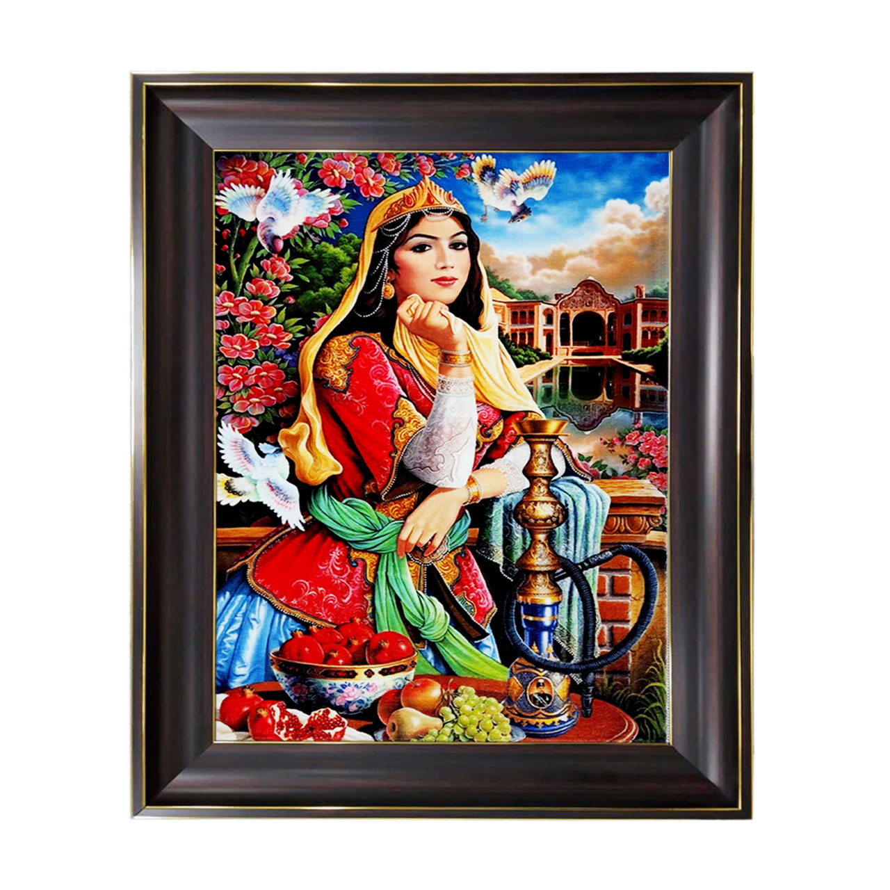 تابلو فرش چاپی طرح بانو کد 13010 سایز 70×50 سانتی متری