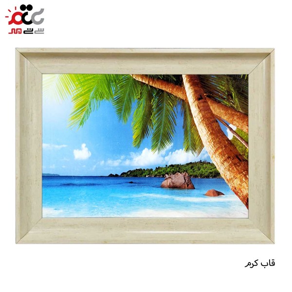 تابلو فرش طرح درخت نخل و ساحل دریا کد 10221 سایز 100*70 سانتی متری