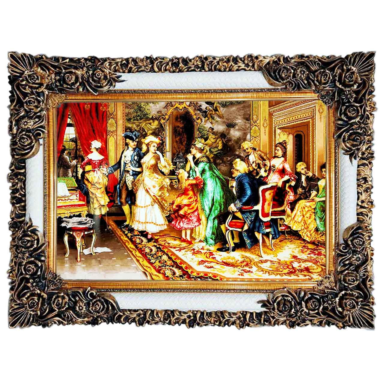 تابلو فرش چاپی طرح ضیافت کد 11017 سایز 100×50 سانتی متری