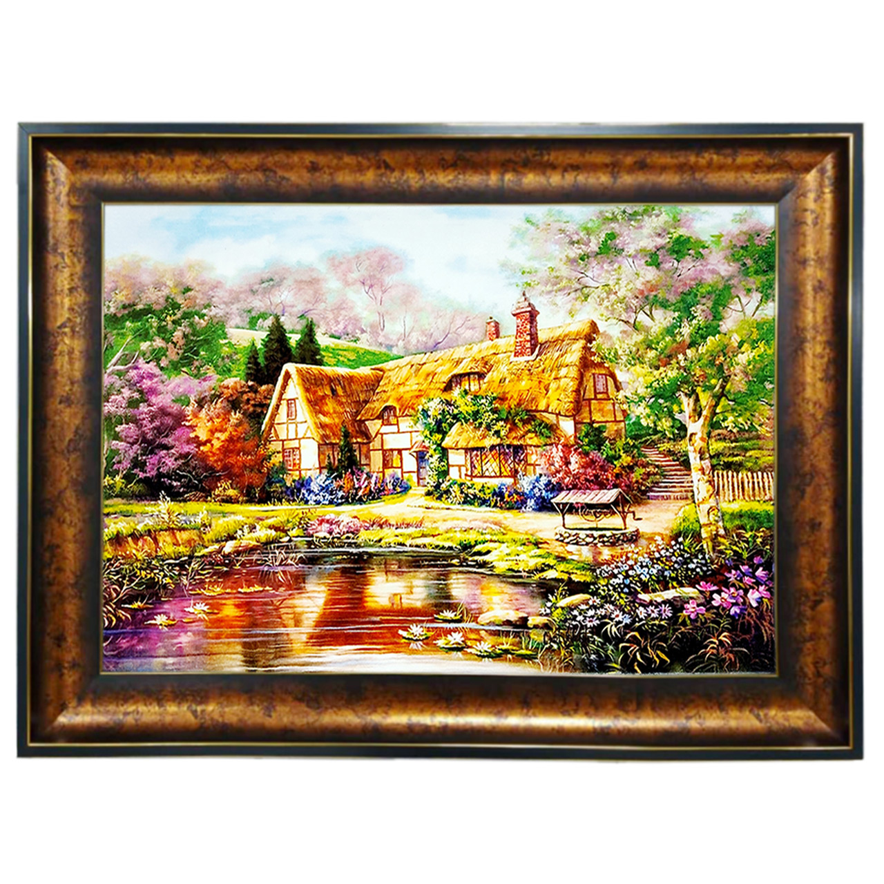 تابلو فرش چاپی طرح کلبه کد 10126 سایز 100×50 سانتی متری