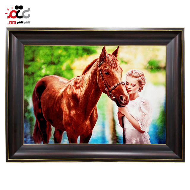 تابلو فرش چاپی طرح اسب کد 13303 سایز 60×40 سانتی متری