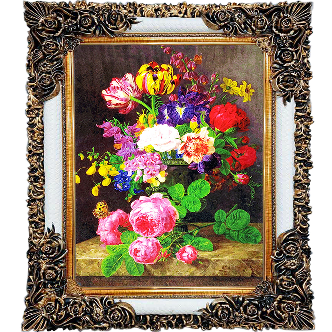 تابلو فرش چاپی طرح گل کد 12323 سایز 100×70 سانتی متری