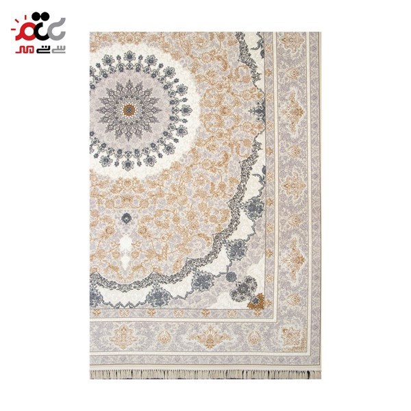 فرش ماشینی طرح رعنا p متالیک کرم حاشیه کرم