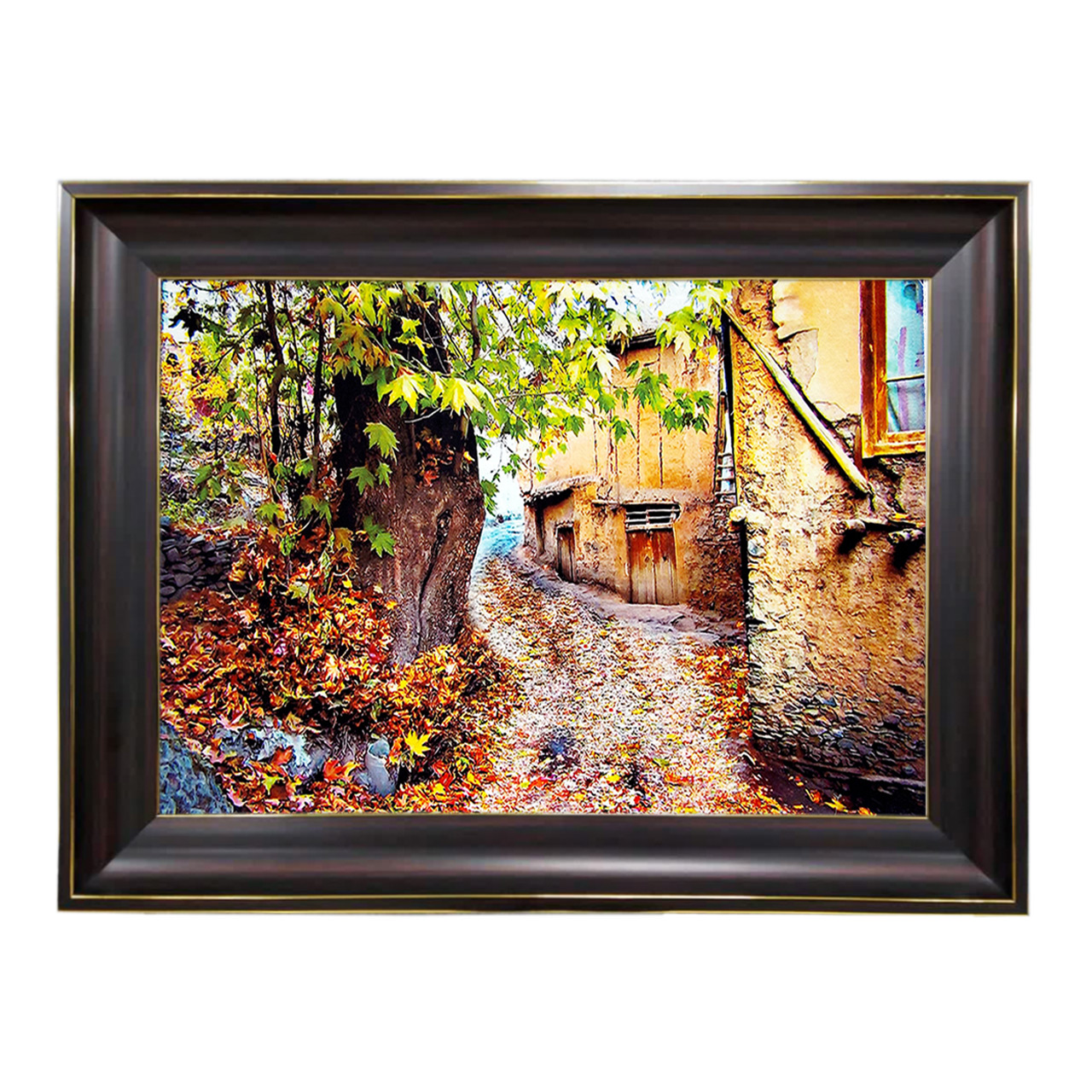 تابلو فرش چاپی طرح کوچه باغ کد 10073 سایز 60×40 سانتی متری