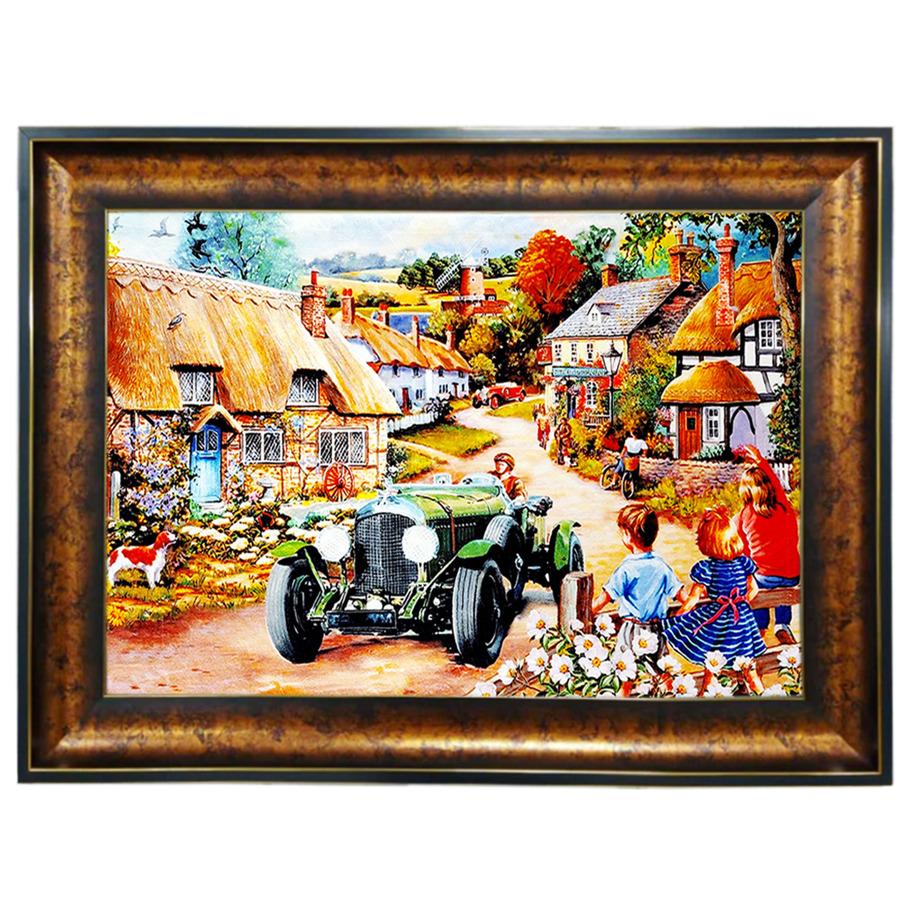 تابلو فرش چاپی طرح دهکده کد 10268 سایز 100×50 سانتی متری