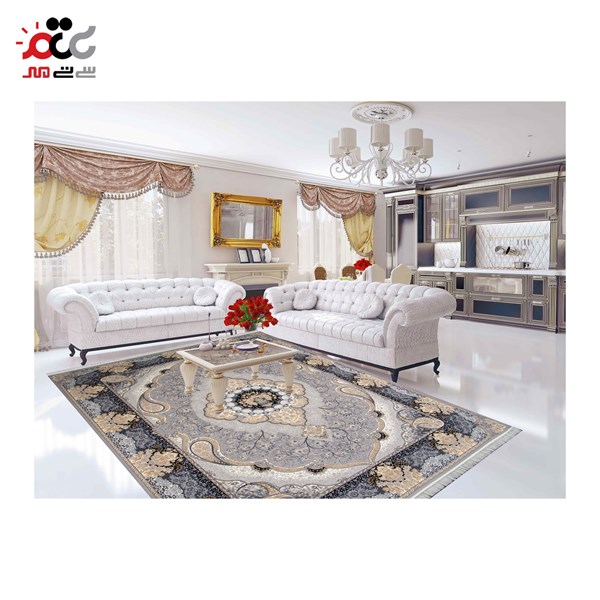 فرش ماشینی مدل سوگند نقره ای