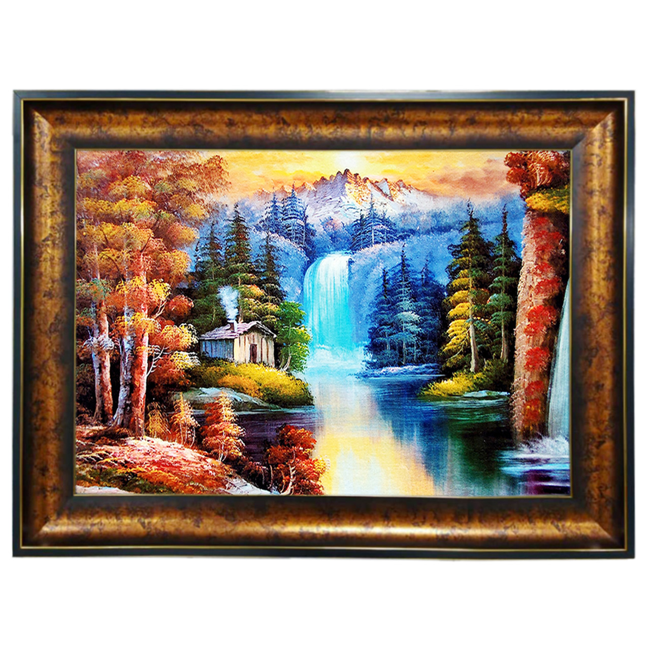 تابلو فرش چاپی طرح آبشار کد 10059 سایز 100×50 سانتی متری