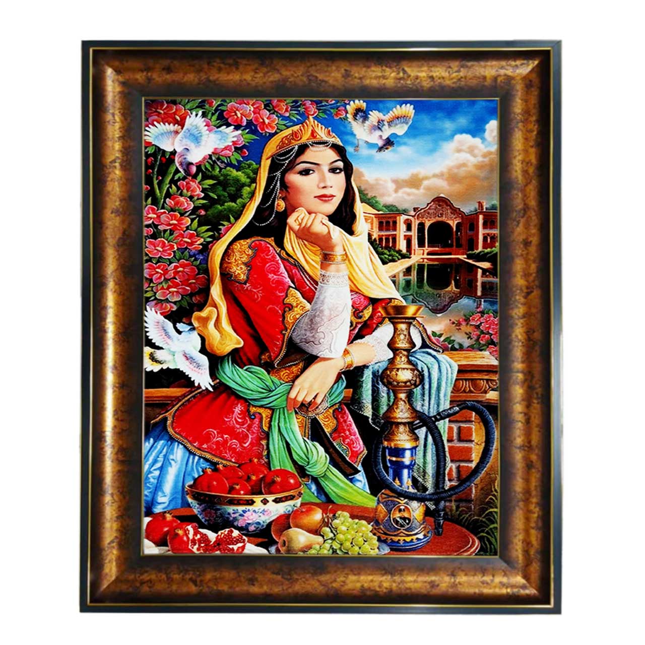 تابلو فرش چاپی طرح بانو کد 13010 سایز 100×50 سانتی متری