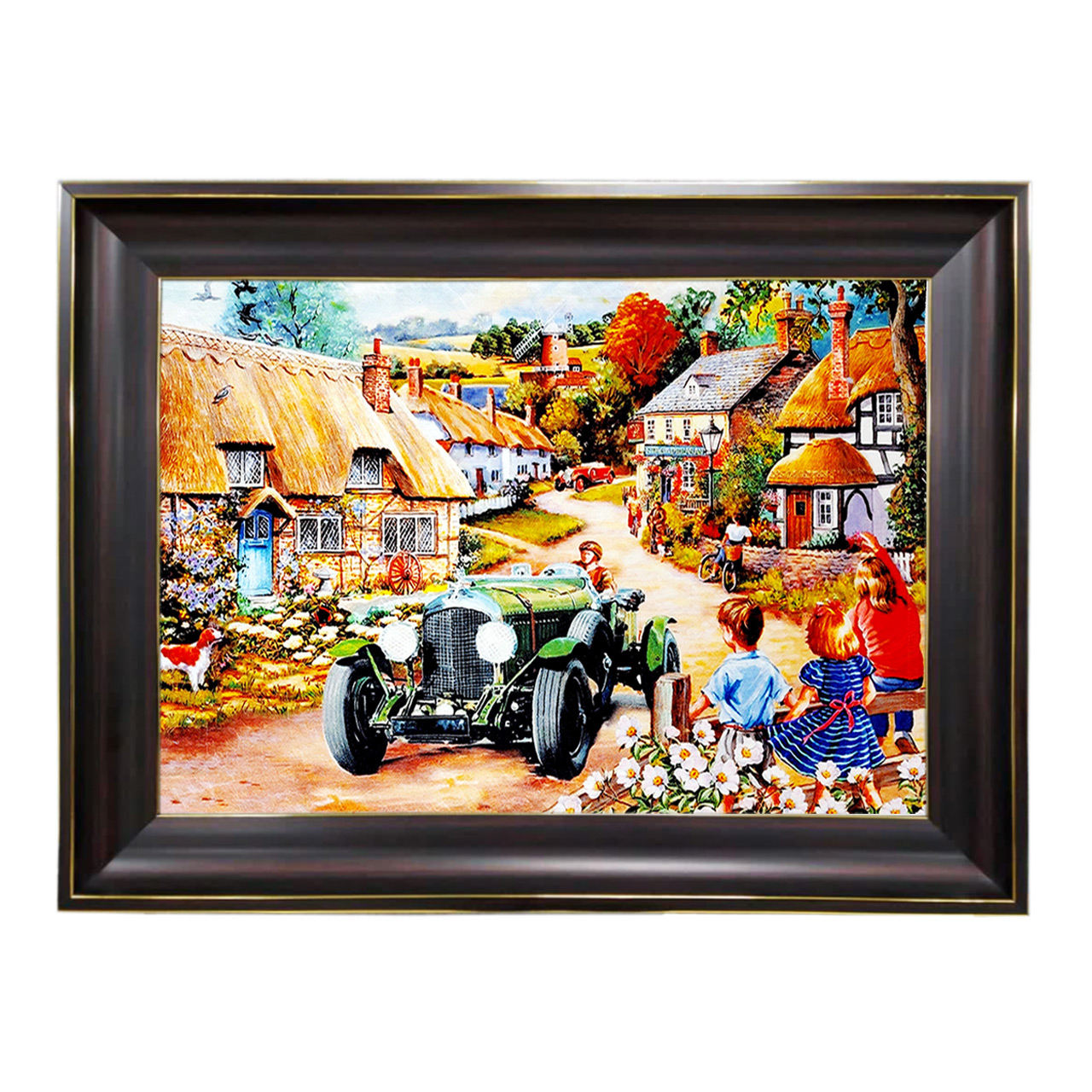 تابلو فرش چاپی طرح دهکده کد 10268 سایز 60×40 سانتی متری