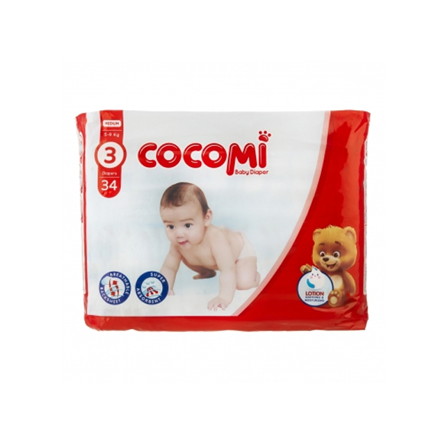 بهترین پوشک بچه متوسط سایز 3 وزن 5-9 کیلوگرم 34 عددی کوکومی