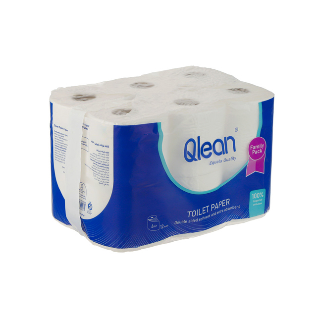 دستمال توالت 4 لایه کیولین مدل رولی بسته 12 عددی