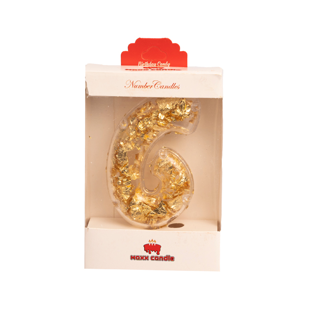 شمع تولد مکس کندل طرح ورق طلا عدد 6