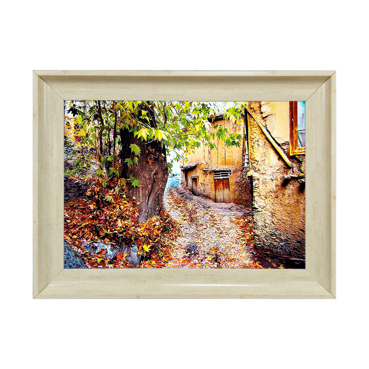 تابلو فرش چاپی طرح کوچه باغ کد 10073 سایز 50×35 سانتی متری