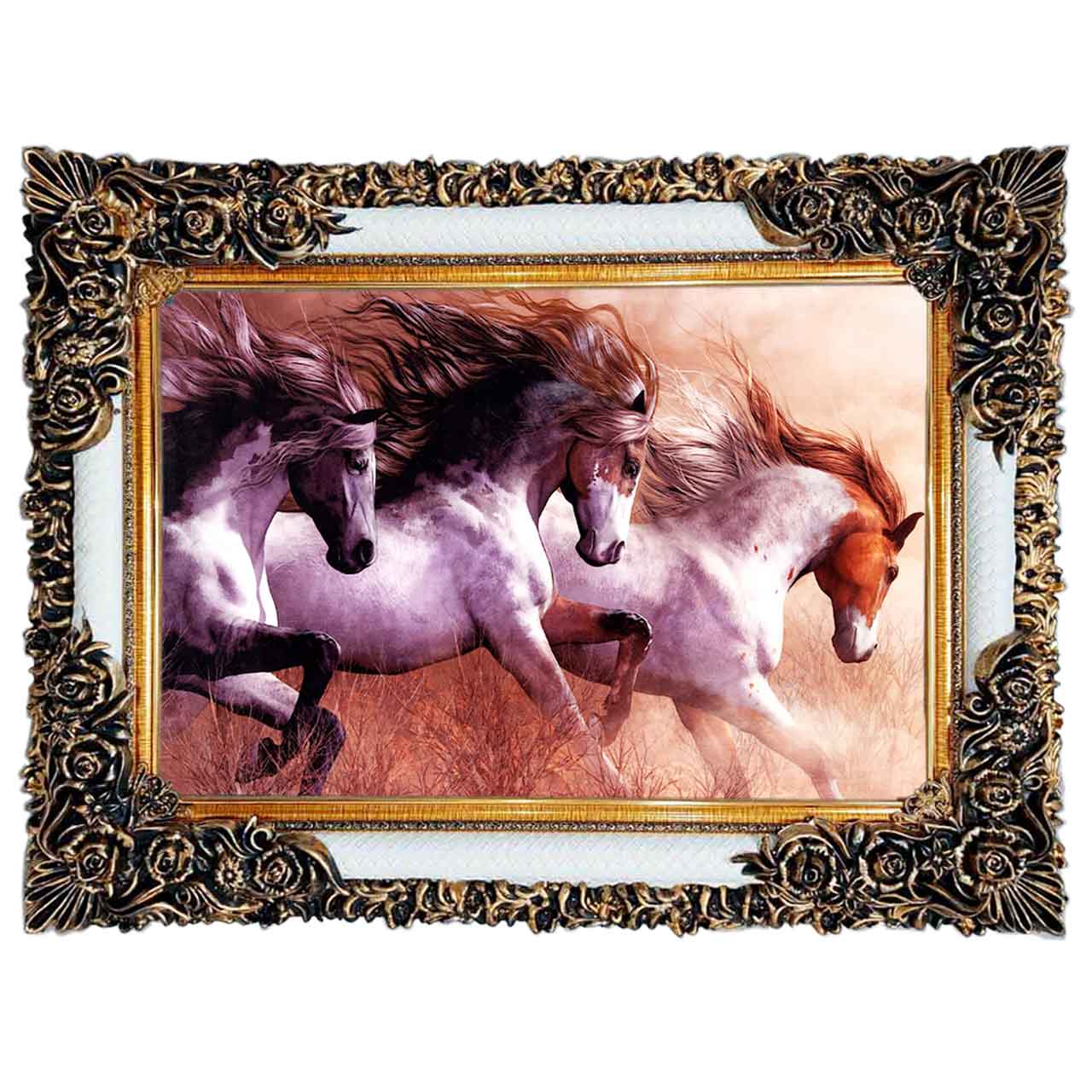 تابلو فرش چاپی طرح اسب کد 14028 سایز 100×50 سانتی متری