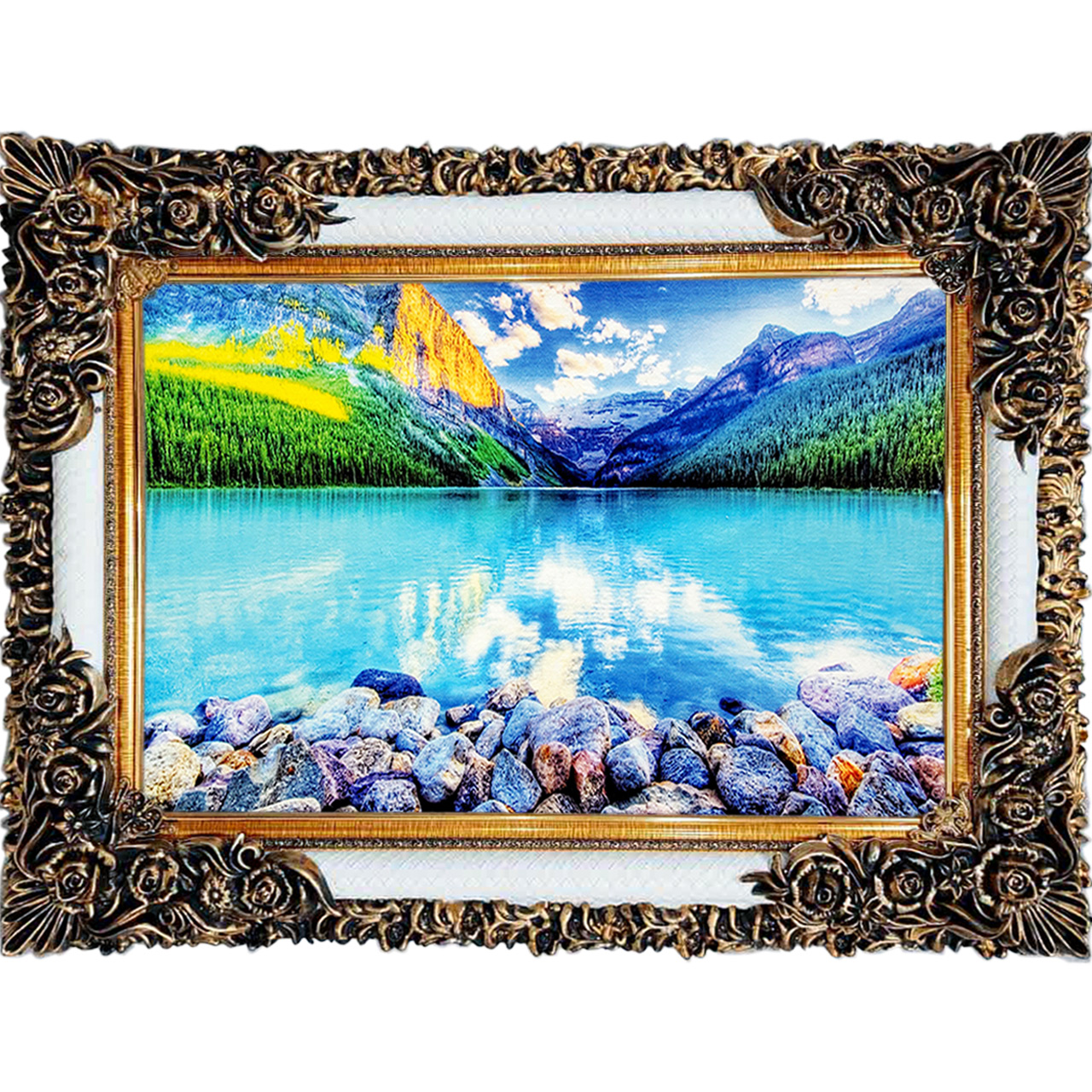 تابلو فرش چاپی طرح دریاچه کد 10217 سایز 100×70 سانتی متری