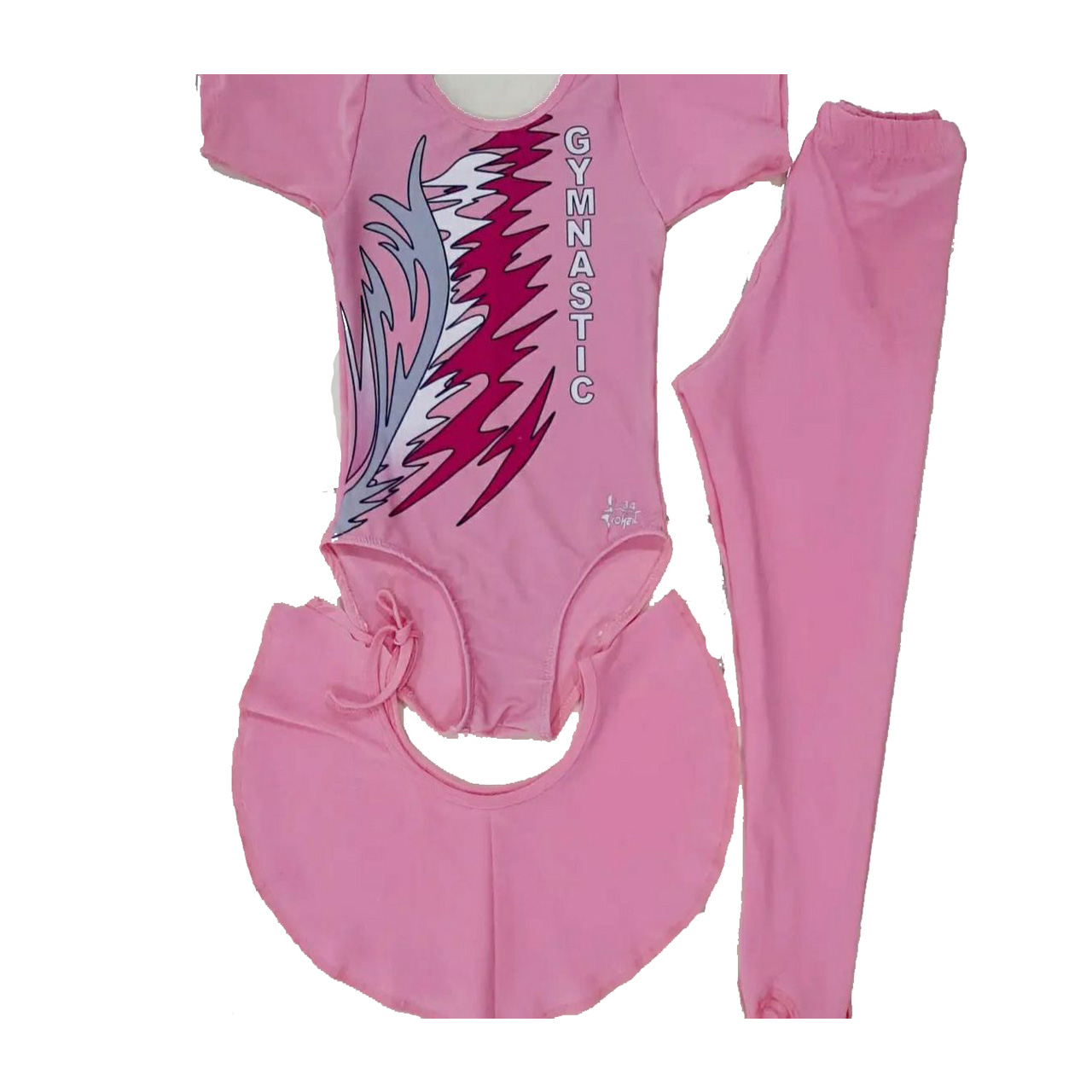 لباس ژیمناستیک دخترانه مدل دامن دار سه تکه