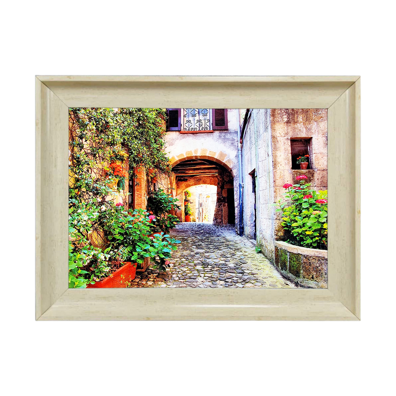 تابلو فرش چاپی طرح کوچه باغ کد 10148 سایز 50×35 سانتی متری