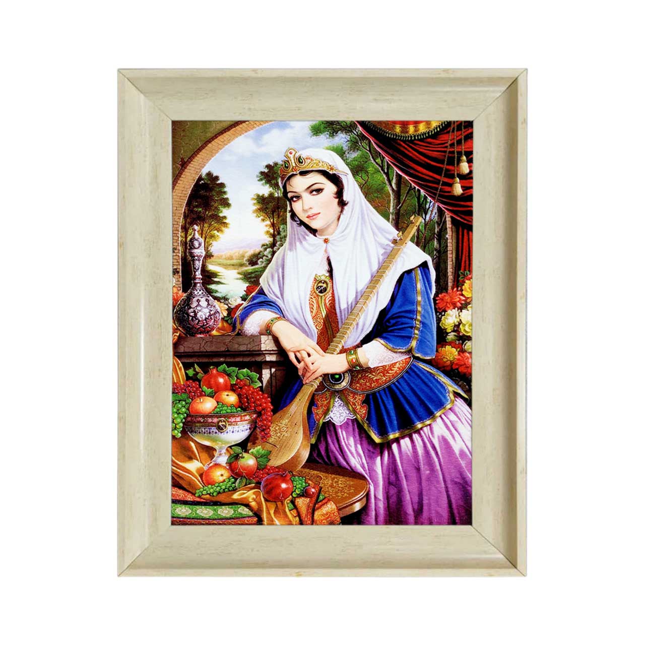 تابلو فرش چاپی طرح بانو کد 13017 سایز 60×40 سانتی متری