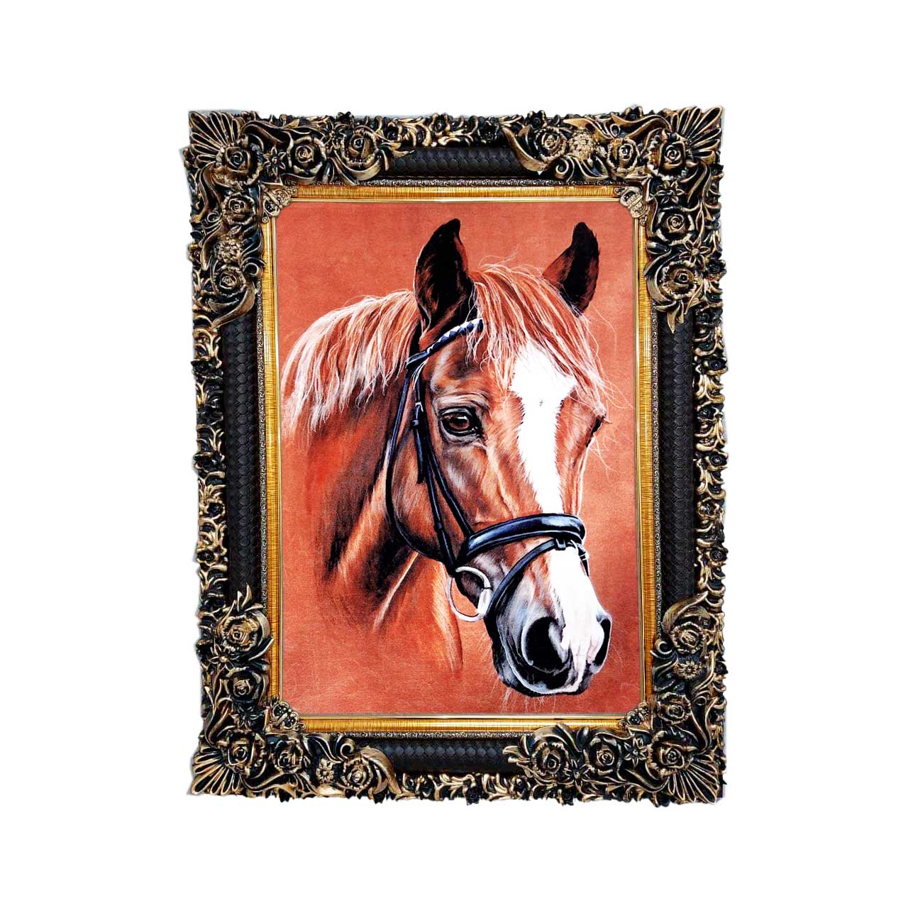 تابلو فرش چاپی طرح اسب کد 14306 سایز 50×35 سانتی متری