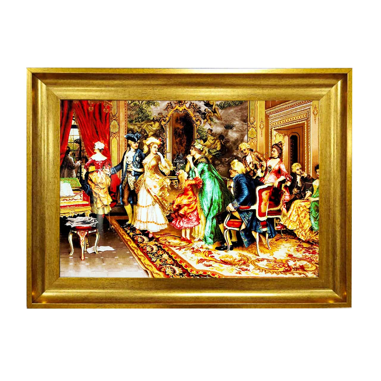 تابلو فرش چاپی طرح ضیافت کد 11017 سایز 50×50 سانتی متری