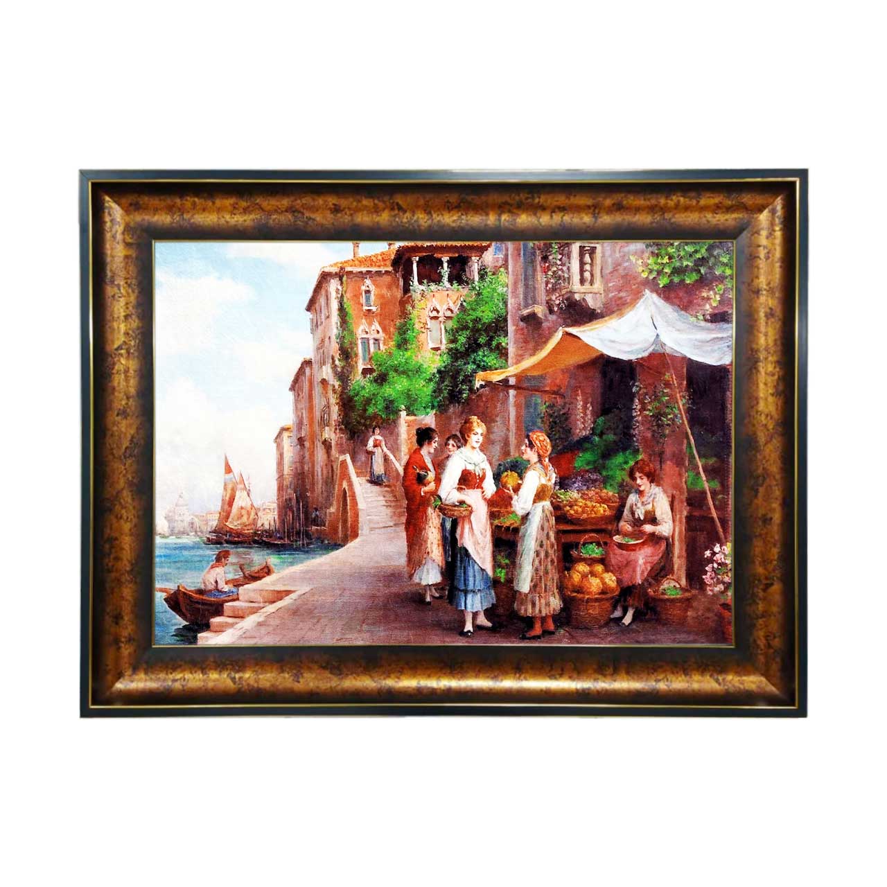 تابلو فرش چاپی طرح دهکده کد 11068 سایز 50×35 سانتی متری