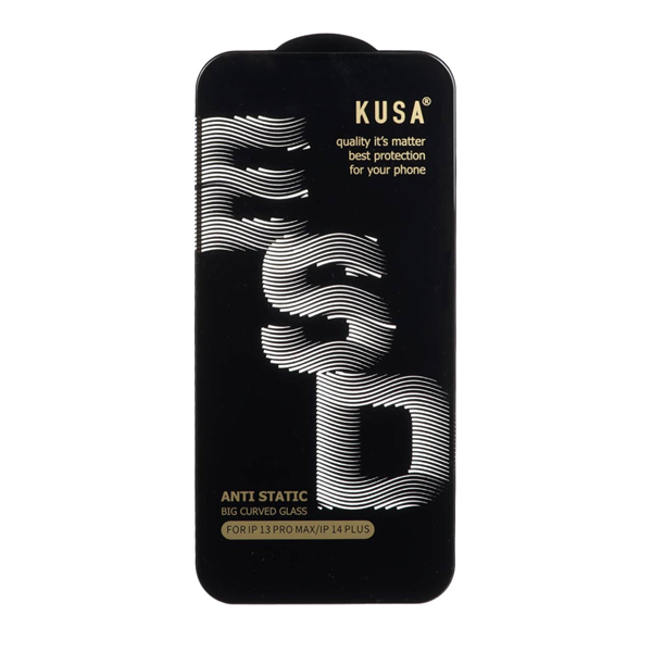محافظ صفحه نمایش شیشه ای Full Cover Kusa Anti Static ESD مدل Apple iphone 13 Pro Max / 14 Plus
