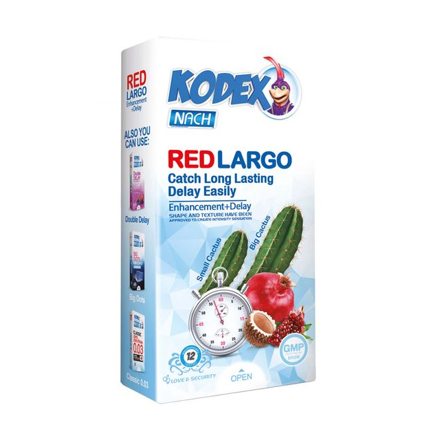 کاندوم کدکس مدل Red Largo بسته 12 عددی