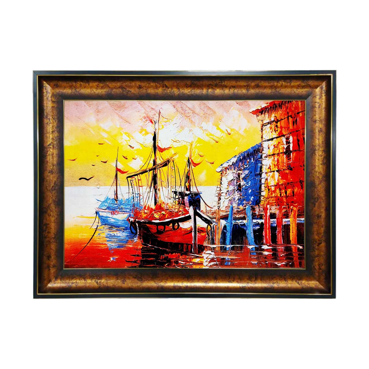 تابلو فرش چاپی طرح اسکله کد 10241 سایز 50×35 سانتی متری