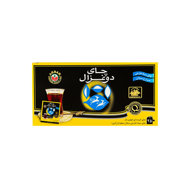بهترین چای کیسه ای معطر سیاه دو غزال 25 عددی