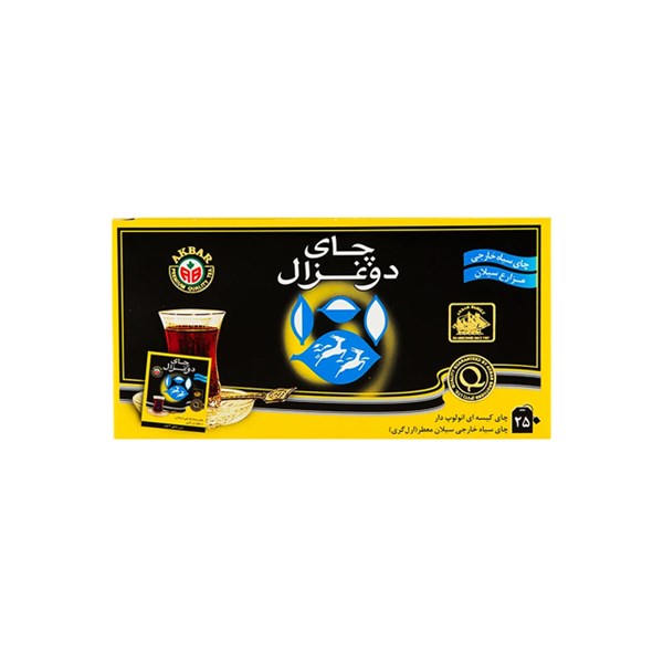 چای کیسه ای معطر سیاه دو غزال 25 عددی