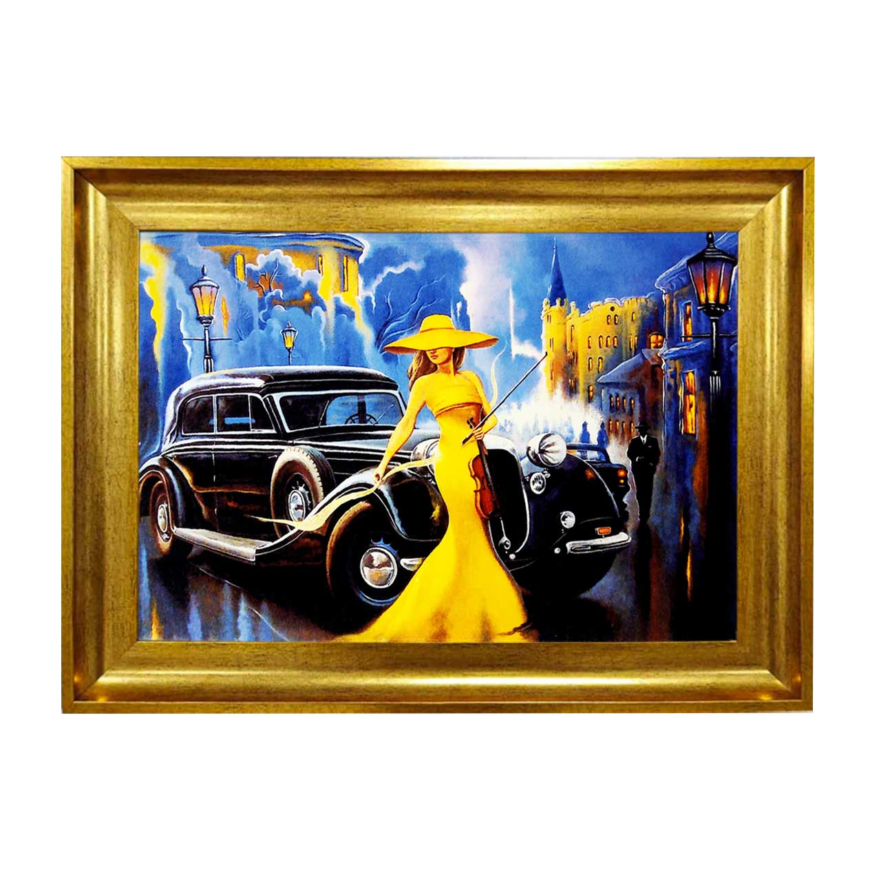 تابلو فرش چاپی طرح نوازنده کد 13309 سایز 50×50 سانتی متری