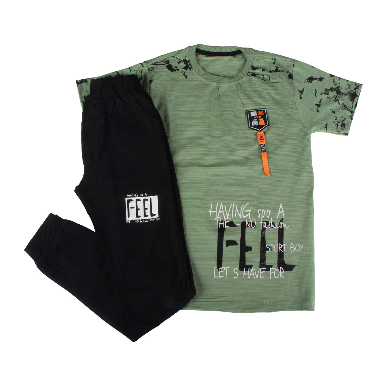 ست تیشرت و شلوار پسرانه مدل Feel  کد 76