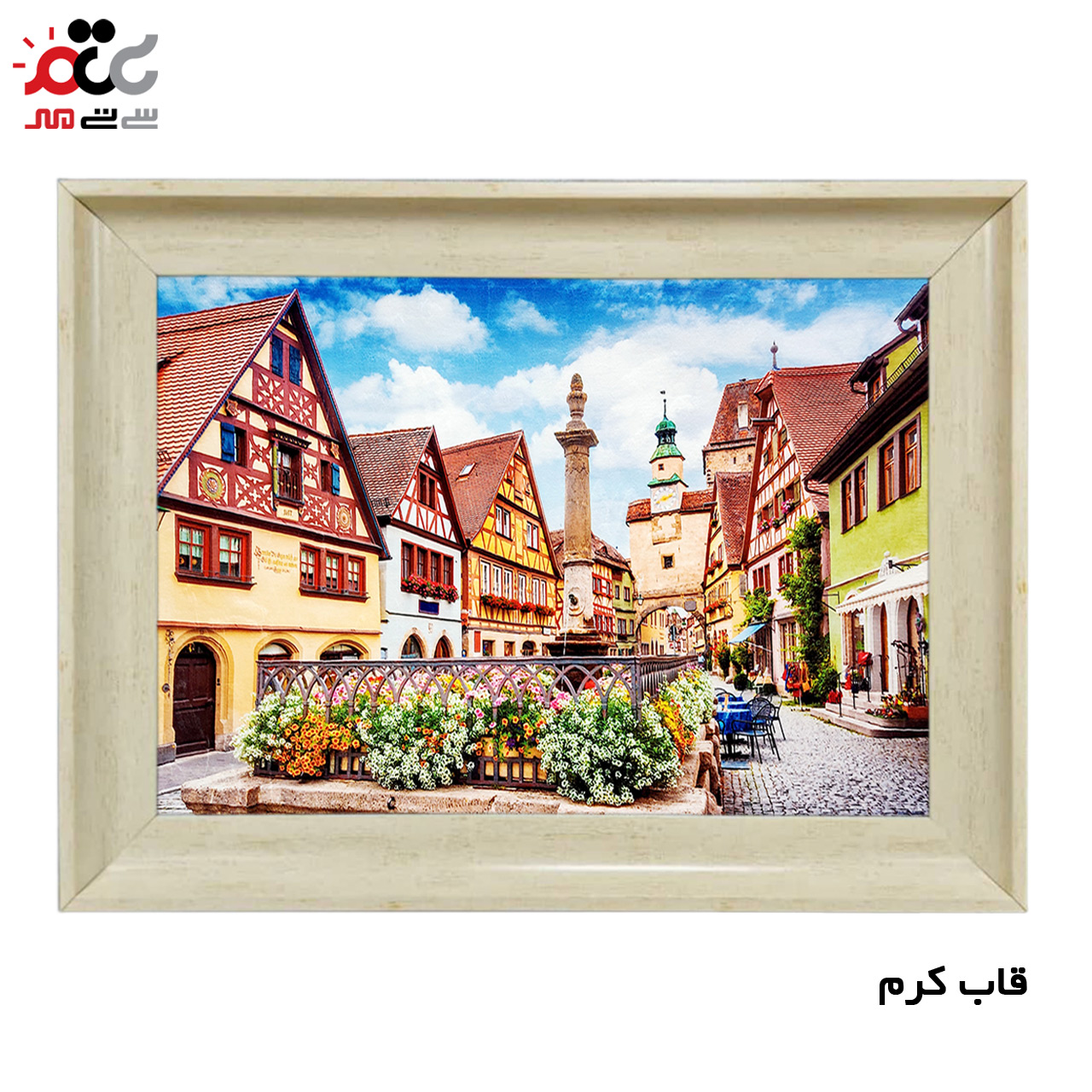 تابلو فرش چاپی طرح خانه های شیروانی کد 10077 سایز 50×50 سانتی متری