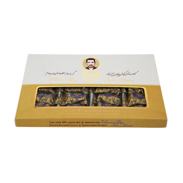 گز لقمه ای 28% مخلوط پسته و بادام کرمانی 250 گرمی