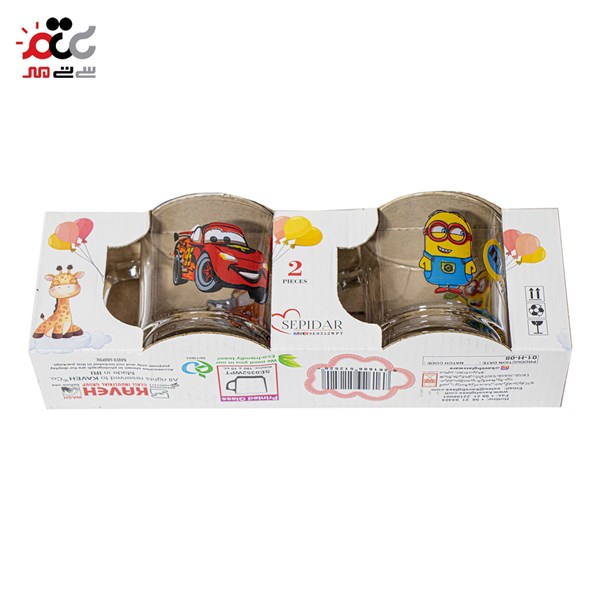 لیوان شیشه ای طرح فانتزی بسته 2 عددی