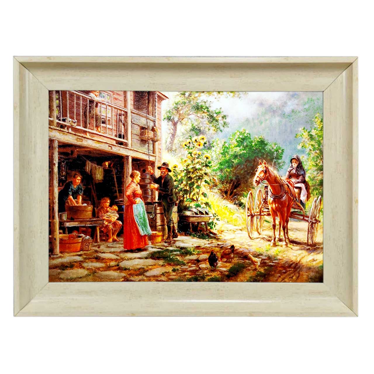 تابلو فرش چاپی طرح دهکده کد 11066 سایز 70×50 سانتی متری