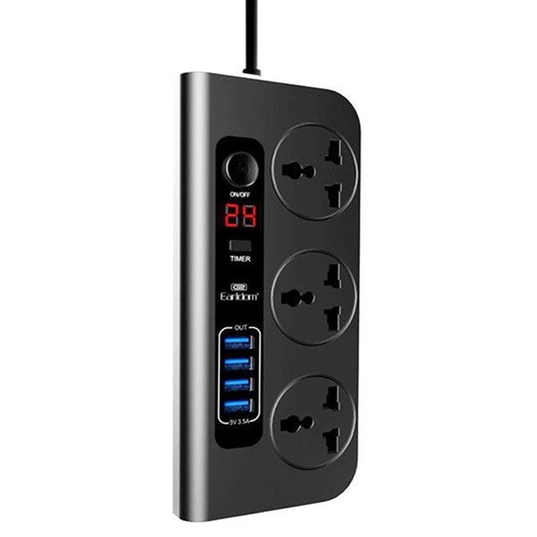 چند راهی 3 خانه ارلدام ES-SC02 با کابل 1.8 متری + شارژر USB
