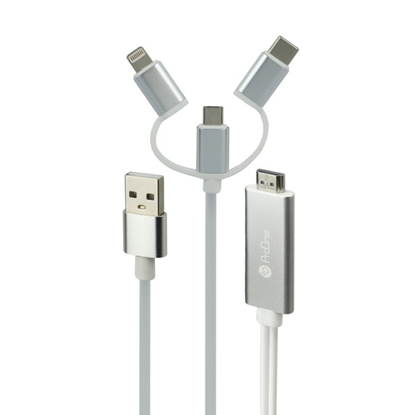 کابل تبدیل Lightning/MicroUSB/Type-C به HDMI پرووان PCH70 طول 2 متر