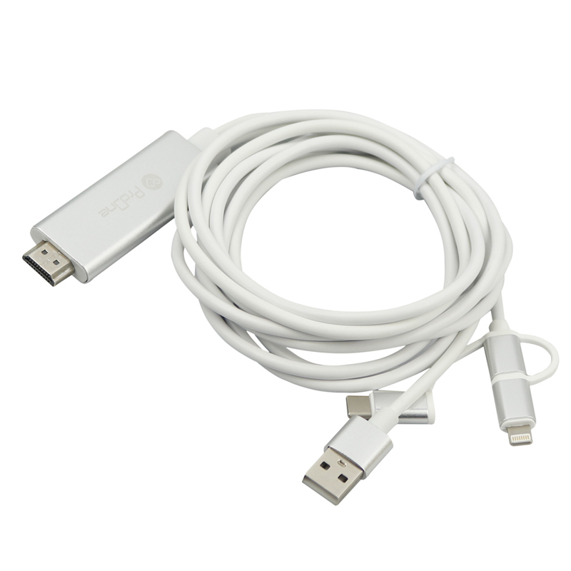 کابل تبدیل Lightning/MicroUSB/Type-C به HDMI پرووان PCH70 طول 2 متر