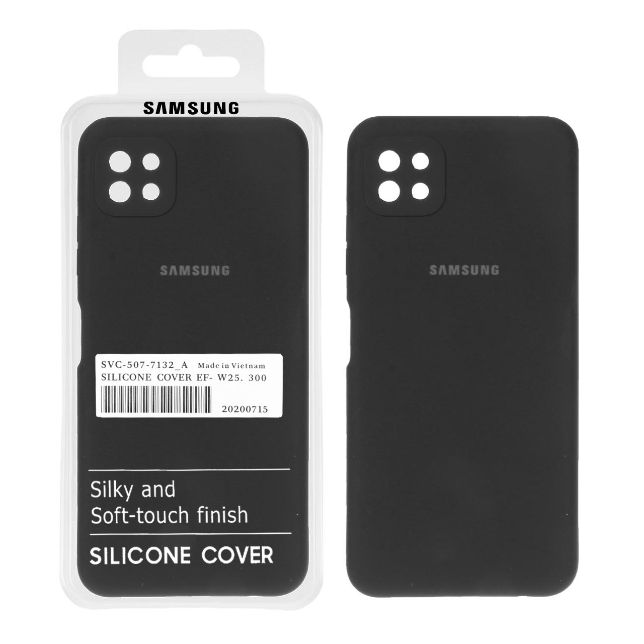 قاب سیلیکونی پاک کنی اورجینال درجه یک Samsung Galaxy A22 5G - مشکی (پک دار)