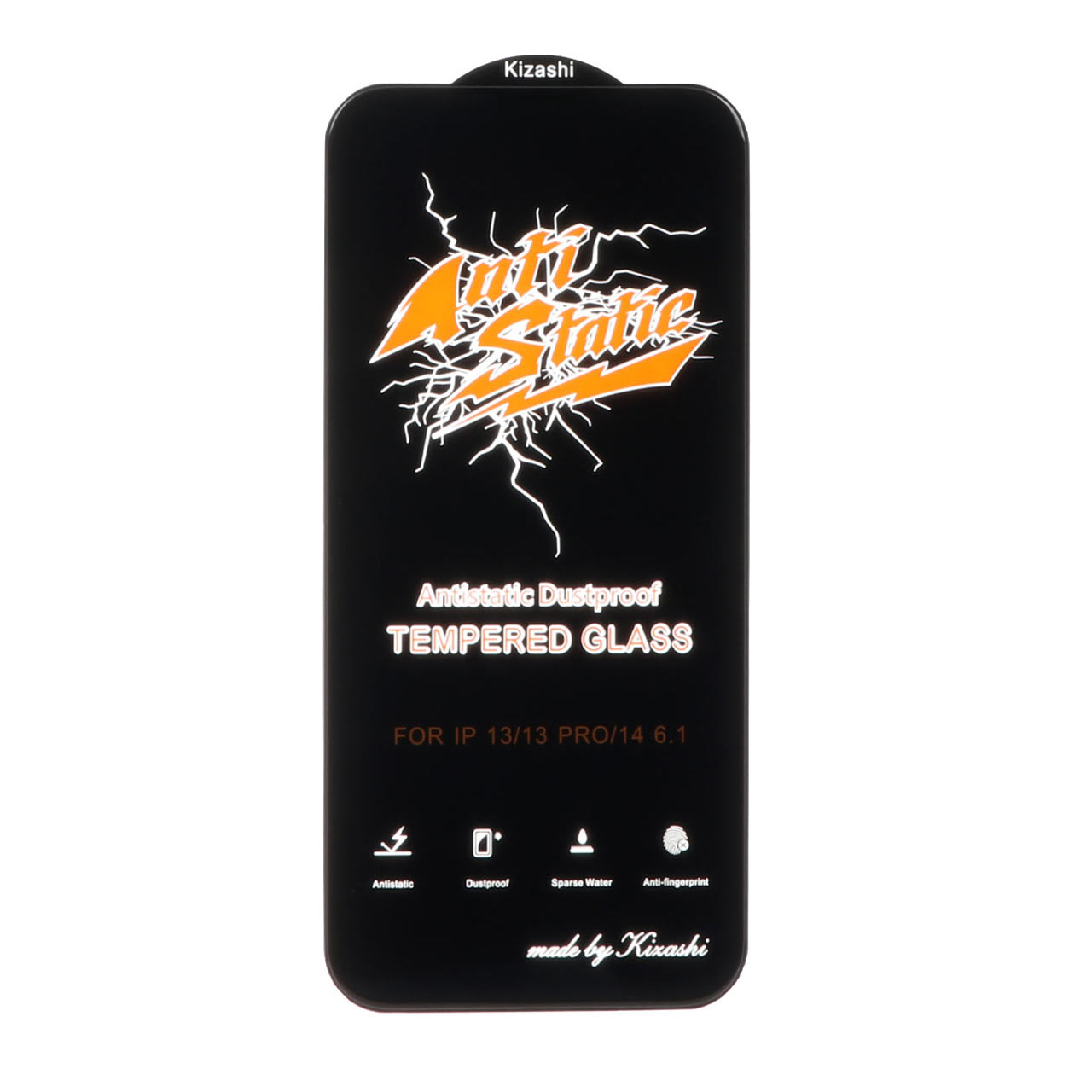 محافظ صفحه نمایش شیشه ای Apple iPhone 13 / iPhone 13 Pro / iPhone 14 / 16e - Full Cover Anti Static Kizashi (بدون پک) - مشکی