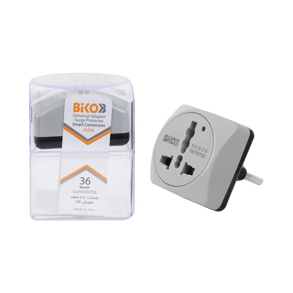 تبدیل و محافظ برق 3 به 2 Biko مدل A88 - طوسی - RYL