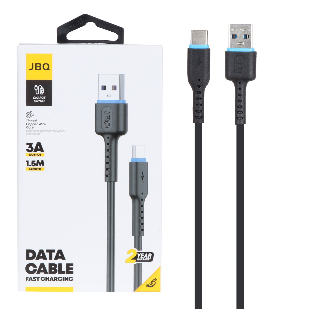 کابل شارژ 1.5 متری فست JBQ Type-C مدل CA-732 - مشکی (گارانتی یکساله رصاصی)