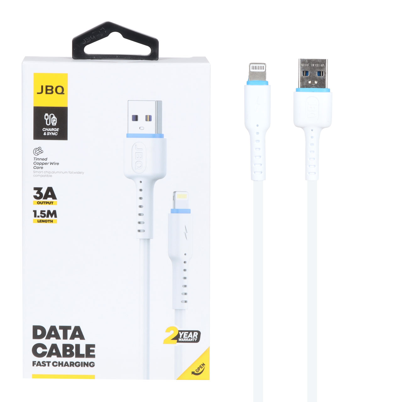کابل شارژ 1.5 متری فست آیفون JBQ مدل CA-732 - سفید (گارانتی یکساله رصاصی)