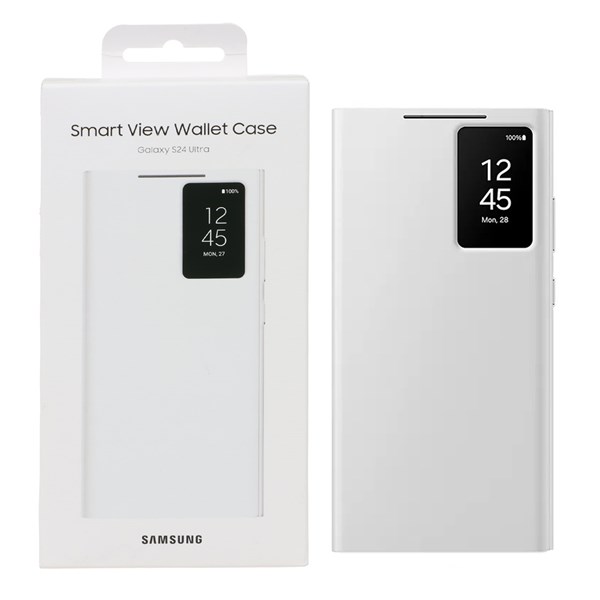 کیف هوشمند اورجینال سامسونگ Smart View Wallet Case مدل Samsung Galaxy S24 Ultra - سفید (پک دار)